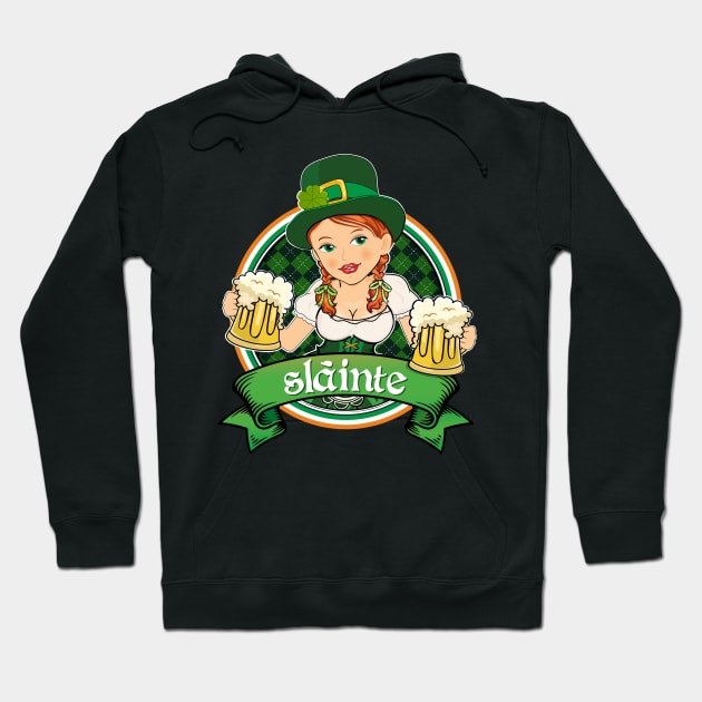 Sláinte  - Irish Redhead Beer Maid Hoodie by zeno27